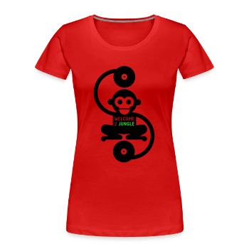 affe_jungle_2f - Women's Premium Organic T-Shirt - red - Front - Mia (176cm)