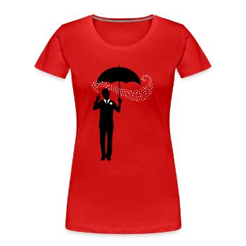 Magicien - Parapluie - Melon - Pantomime - 2C - T-shirt bio Premium Femme - rouge - Devant - Mia (176cm)