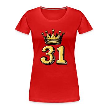 31 Zahl Krone - Frauen Premium Bio T-Shirt - Rot - Vorne - Mia (176cm)