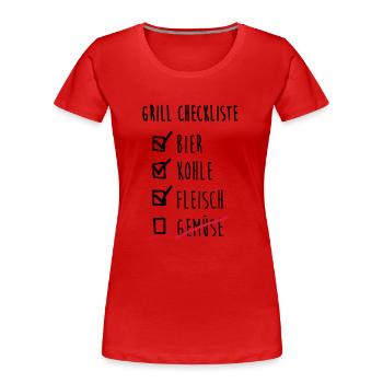 Grill Checkliste - Frauen Premium Bio T-Shirt - Rot - Vorne - Mia (176cm)