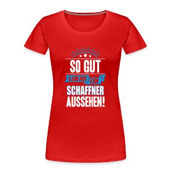 SCHAFFNER - Frauen Premium Bio T-Shirt - Rot - Vorne - Mia (176cm)