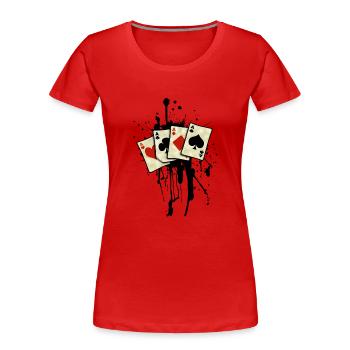 poker cards design - Frauen Premium Bio T-Shirt - Rot - Vorne - Mia (176cm)
