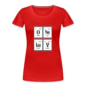 One Love | Periodensystem der Elemente - Frauen Premium Bio T-Shirt - Rot - Vorne - Mia (176cm)