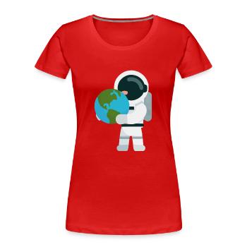 Astronaut mit Erdkugel Geschenk für Astronauten - Frauen Premium Bio T-Shirt - Rot - Vorne - Mia (176cm)