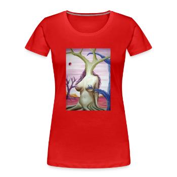 Surrealistische Malerei - Frauen Premium Bio T-Shirt - Rot - Vorne - Mia (176cm)