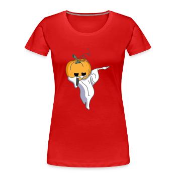 Kürbis Gespenst - Frauen Premium Bio T-Shirt - Rot - Vorne - Mia (176cm)