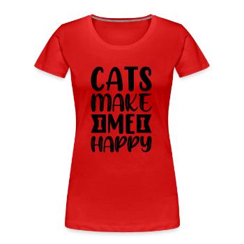 Cats make me happy - T-shirt bio Premium Femme - rouge - Devant - Mia (176cm)