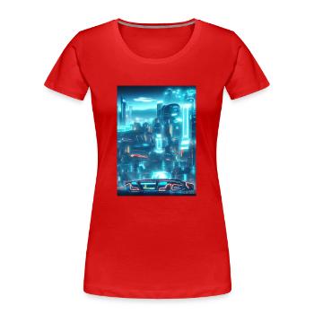 Cool Japanese World Japan Neon City - Frauen Premium Bio T-Shirt - Rot - Vorne - Mia (176cm)