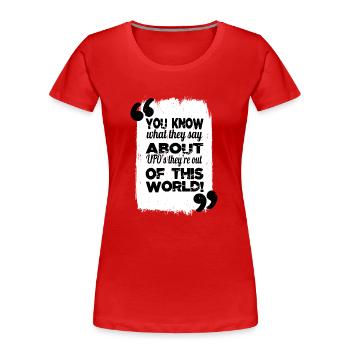 Alien UFO 51 Science Fiction Fun Esthétique Génial - T-shirt bio Premium Femme - rouge - Devant - Mia (176cm)