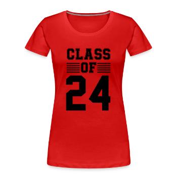 Classe de 24 - T-shirt bio Premium Femme - rouge - Devant - Mia (176cm)