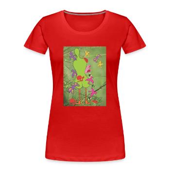 Sommerliche Lebenslust - Frauen Premium Bio T-Shirt - Rot - Vorne - Mia (176cm)