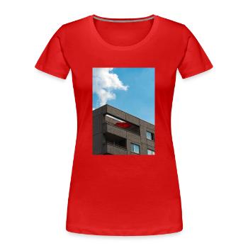 Der rote Sonnenschirm auf dem Balkon der Wohnung bl - Frauen Premium Bio T-Shirt - Rot - Vorne - Mia (176cm)