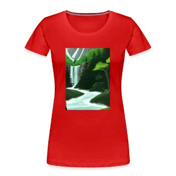 Forest River Wasserfall - Frauen Premium Bio T-Shirt - Rot - Vorne - Mia (176cm)