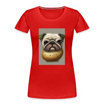 Kartoffel-Hund-Gesicht - Frauen Premium Bio T-Shirt - Rot - Vorne - Mia (176cm)