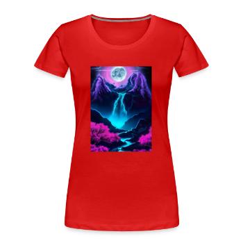 Mystischer Wasserfall - Frauen Premium Bio T-Shirt - Rot - Vorne - Mia (176cm)