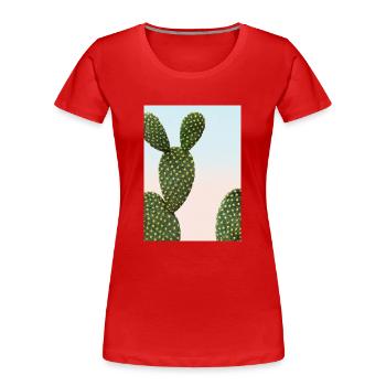 Ausgefallener Kaktus - Frauen Premium Bio T-Shirt - Rot - Vorne - Mia (176cm)