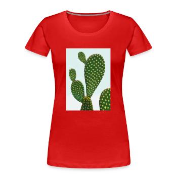 Ausgefallener Kaktus - Frauen Premium Bio T-Shirt - Rot - Vorne - Mia (176cm)