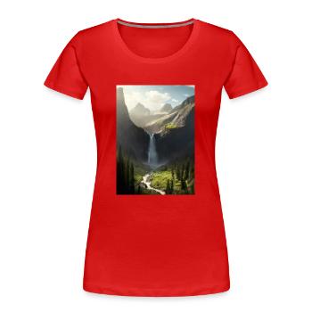 Wasserfall in der Natur - Frauen Premium Bio T-Shirt - Rot - Vorne - Mia (176cm)