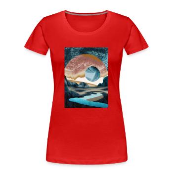 Abstrakte Landschaft - Abstract Landscape - Frauen Premium Bio T-Shirt - Rot - Vorne - Mia (176cm)