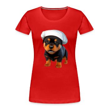 Rottweiler Gastronom Hundewelpe Hunde Kochen Hund - Frauen Premium Bio T-Shirt - Rot - Vorne - Mia (176cm)