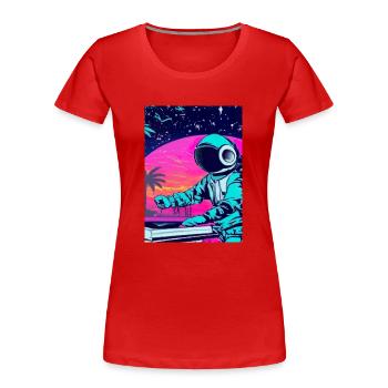 Astronaut DJ im Weltraum - Frauen Premium Bio T-Shirt - Rot - Vorne - Mia (176cm)