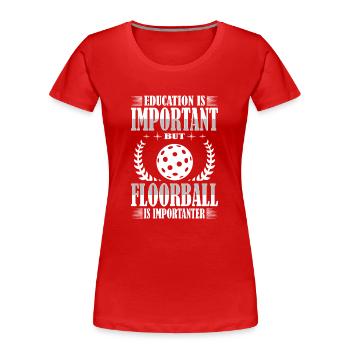 Floorball - Frauen Premium Bio T-Shirt - Rot - Vorne - Mia (176cm)