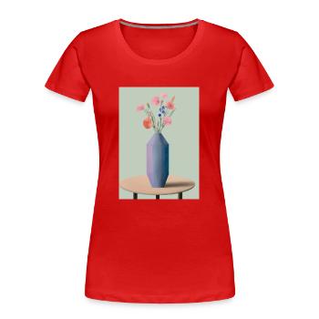 Fancy Blumen Vase - Frauen Premium Bio T-Shirt - Rot - Vorne - Mia (176cm)