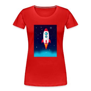 Fliegende Weltraumrakete - Frauen Premium Bio T-Shirt - Rot - Vorne - Mia (176cm)