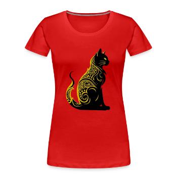 cat - Frauen Premium Bio T-Shirt - Rot - Vorne - Mia (176cm)