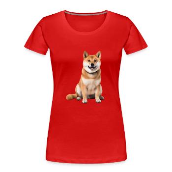 Shiba Inu - Frauen Premium Bio T-Shirt - Rot - Vorne - Mia (176cm)