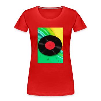Retro Vinyl Platte Bunt - Frauen Premium Bio T-Shirt - Rot - Vorne - Mia (176cm)