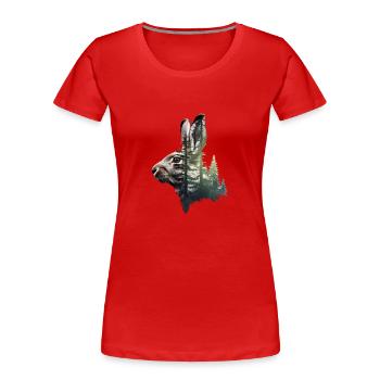 Lièvre - T-shirt bio Premium Femme - rouge - Devant - Mia (176cm)