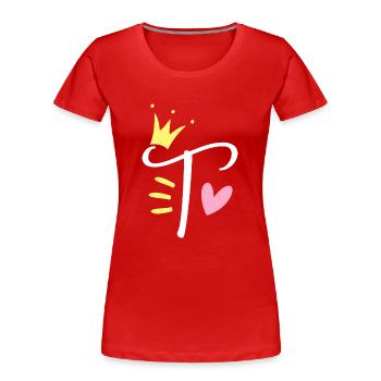 Buchstabe T Anfangsbuchstabe Krone - Frauen Premium Bio T-Shirt - Rot - Vorne - Mia (176cm)