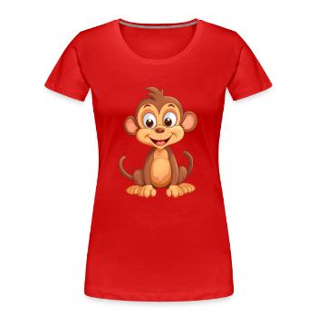 Singe de dessin animé - Petit singe au look de dessin animé - T-shirt bio Premium Femme - rouge - Devant - Mia (176cm)