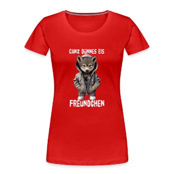 Very Thin Ice Friend Wolf - Women's Premium Organic T-Shirt - red - Front - Mia (176cm)
