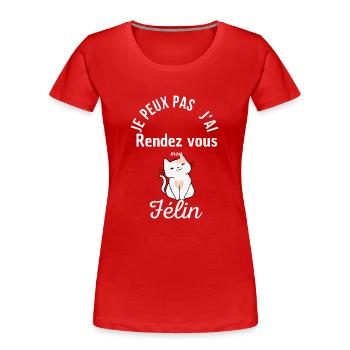Ich kann nicht, ich habe mein Katzen-T-Shirt katzenartig - Frauen Premium Bio T-Shirt - Rot - Vorne - Mia (176cm)