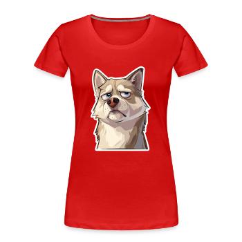 Grumpy the Husky - Frauen Premium Bio T-Shirt - Rot - Vorne - Mia (176cm)