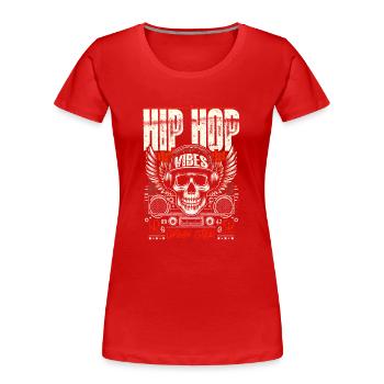 Vintage Skull & Recording Console Hip Hop Vibes - Frauen Premium Bio T-Shirt - Rot - Vorne - Mia (176cm)