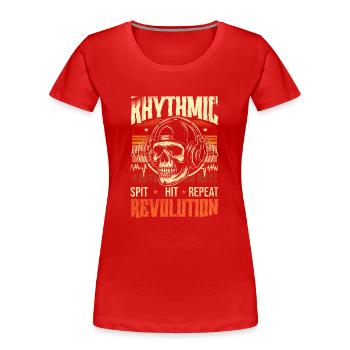 Vintage Rapper Skull Equalizer Rhythmic Revolution - Frauen Premium Bio T-Shirt - Rot - Vorne - Mia (176cm)