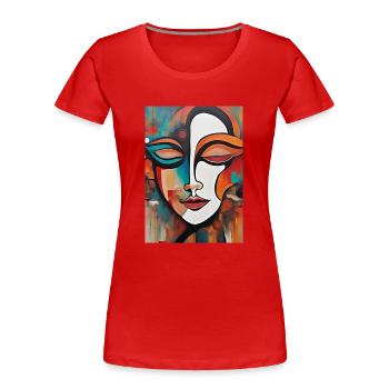 1 20240108 215148 0000Künstlerisches Gesicht - Frauen Premium Bio T-Shirt - Rot - Vorne - Mia (176cm)