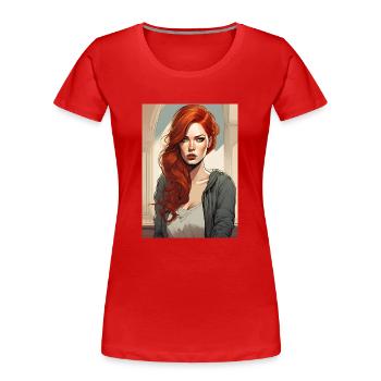 Schöne Frau Redhead Rote Haare - Frauen Premium Bio T-Shirt - Rot - Vorne - Mia (176cm)