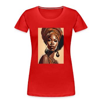 Schwarze schöne Frau Afrika - Frauen Premium Bio T-Shirt - Rot - Vorne - Mia (176cm)