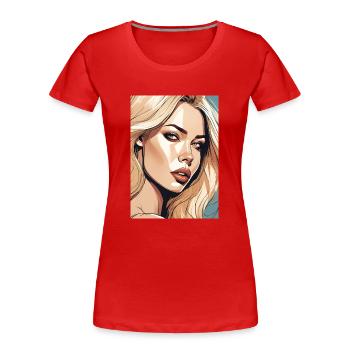 Blonde schöne Frau Blondine - Frauen Premium Bio T-Shirt - Rot - Vorne - Mia (176cm)