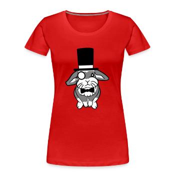 Mr. Bunny Gentleman Chapeau haut de forme Monocle Lunettes - T-shirt bio Premium Femme - rouge - Devant - Mia (176cm)