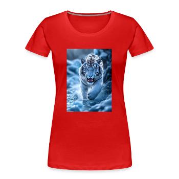 Le tigre blanc court dans le ruisseau - T-shirt bio Premium Femme - rouge - Devant - Mia (176cm)