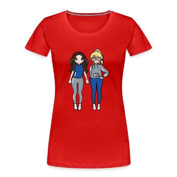 2 Mädchen - Frauen Premium Bio T-Shirt - Rot - Vorne - Mia (176cm)