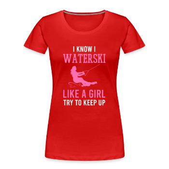 Water ski - Women's Premium Organic T-Shirt - red - Front - Mia (176cm)