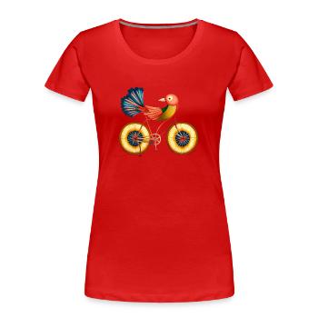 La vie magique avec un oiseau à vélo, inspire l’art - T-shirt bio Premium Femme - rouge - Devant - Mia (176cm)