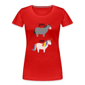 You VS Me (Donkey / Unicorn) - T-shirt bio Premium Femme - rouge - Devant - Mia (176cm)