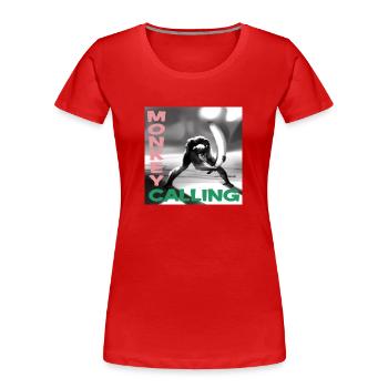 Monkey Calling - Frauen Premium Bio T-Shirt - Rot - Vorne - Mia (176cm)